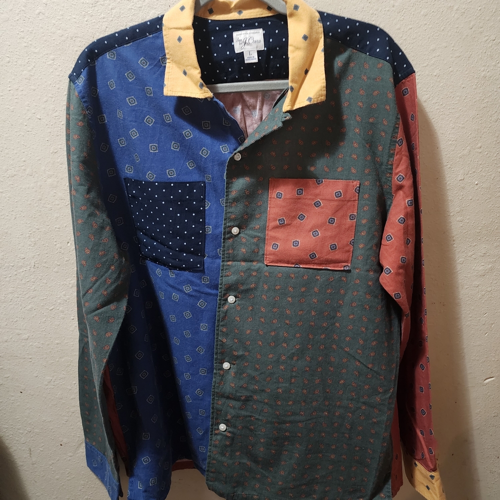 J. Crew Multicolor Patchwork Button Down Shirt - image 1